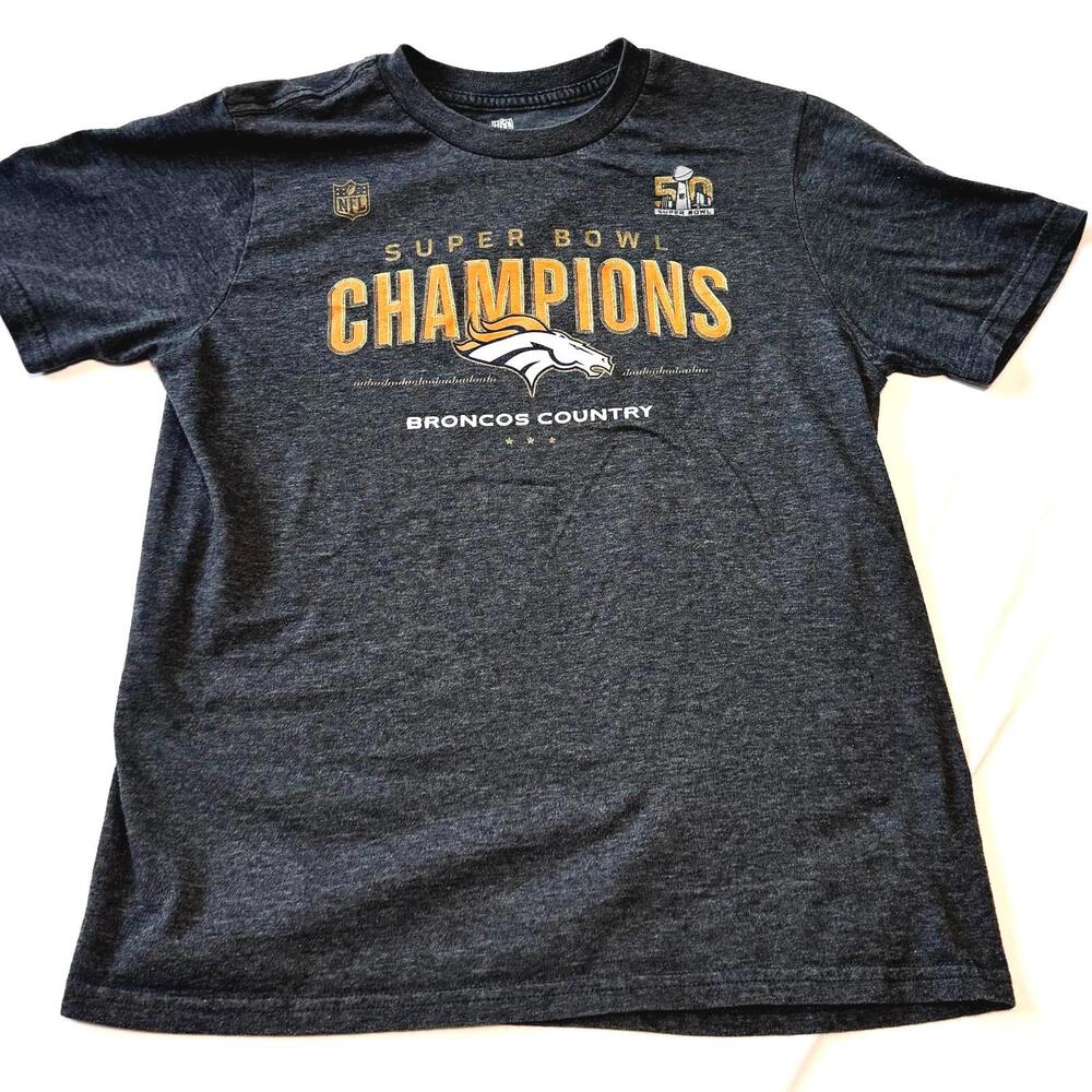 Denver Broncos NFL T-Shirt Youth 14/16 Super Bowl 50 Champions Gray Pro Gear - Picture 1 of 5